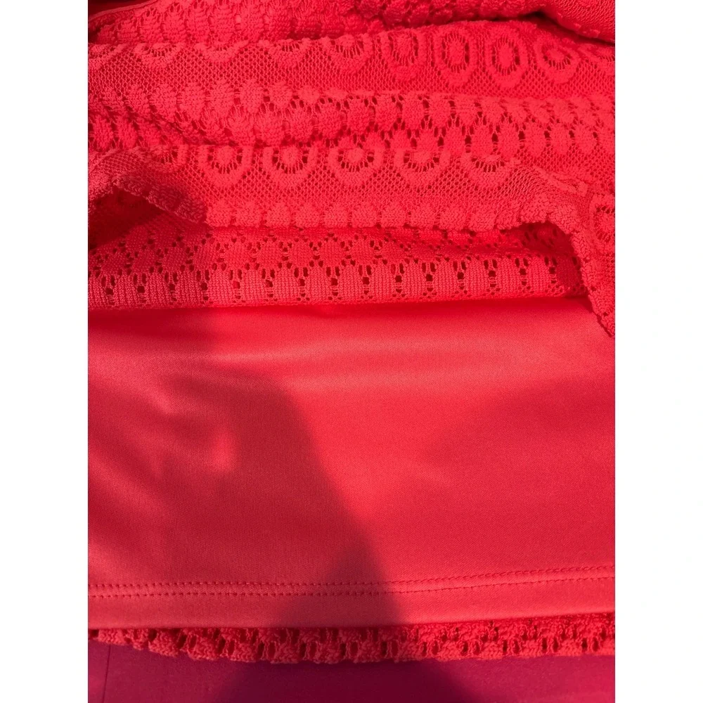 Jessica Howard‎ Womens Coral Red Lace Boat Neck Sheath Dress Sz 12 Girly Preppy